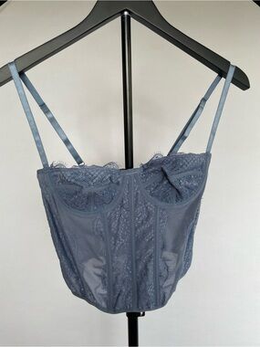 Lace Bustier Corset Light Blue Size Medium New With Tags